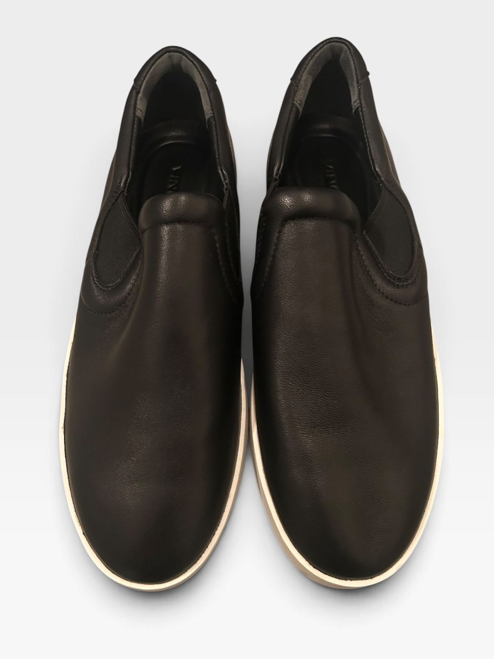 Vince Black Slip-On Leather Sneakers size 9 new never worn